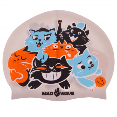 Шапочка для плавання дитяча MadWave CATS M057810 (силікон, кольори в асортименті)