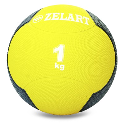 М'яч медичний медбол Zelart Medicine Ball FI-5121-1 1 кг жовтий-чорний Код FI-5121-1(Z)