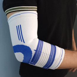 Супорт ліктя з бинтом біло-синій 830  (sns)