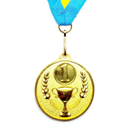 Медаль спортивна 5 см зі стрічкою за І місце J25-13G Медаль спортивна 5 см зі стрічкою за І місце J25-13G