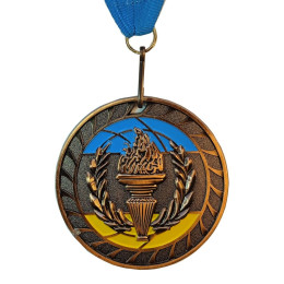 Медаль спортивна 6,5 см зі стрічкою за ІІІ місце J26-01В  (sns)