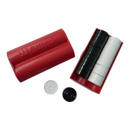 Набір шашок у червоному пластиковому футлярі