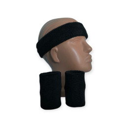 Набір спортивний пов'язка на голову та напульсники чорний 3HTW-black Набір спортивний пов'язка на голову та напульсники чорний 3HTW-black