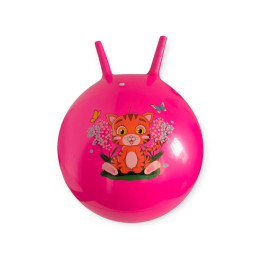 М'яч дитячий стрибун 50 см з ріжками рожевий 3-D50-rose red