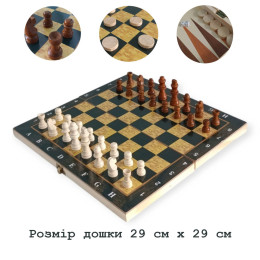 Настільна дерев'яна гра 3 в 1 S3037 дошка 29 х 29 см Настільна дерев'яна гра 3 в 1 S3037 дошка 29 х 29 см